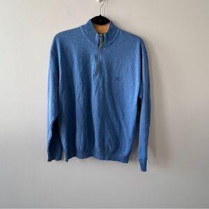 Paul & Shark Light Blue Quarter Zip 1/4 Sweater Large Italy Preppy Layering